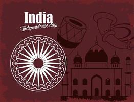 india independence lettering card vector