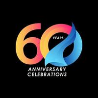 60 Years Anniversary Celebration Number Vector Template Design Illustration