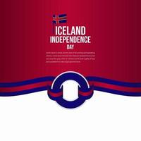 Ilustración de diseño de plantilla de vector de celebración del día de la independencia de Islandia