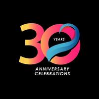 30 Years Anniversary Celebration Number Vector Template Design Illustration