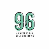 96 Years Anniversary Celebration Vector Template Design Illustration