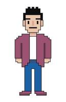 pixelated young man avatar vector