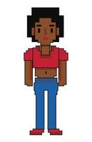 afro girl pixelated avatar vector
