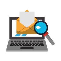 computer with magnifying glass and document vector