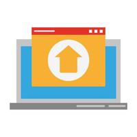 computer with upload sign vector