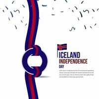 Ilustración de diseño de plantilla de vector de celebración del día de la independencia de Islandia