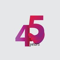 45 Years Anniversary Celebration Vector Template Design Illustration