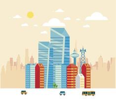 smartcity vehicles and buildings vector