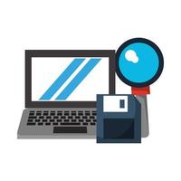 computer with magnifying glass and document vector