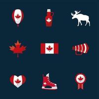 nueve iconos de canadá vector