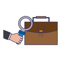 briefcase and magnifying glass vector