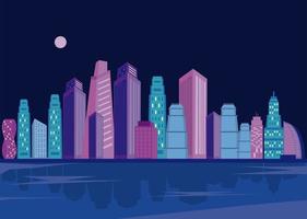 metropolis buildings night scene vector