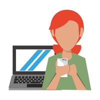 woman with laptop vector