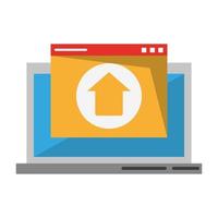 computer with upload sign vector
