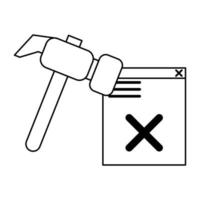 broken website with hammer icon vector