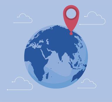 planet earth with pointer vector