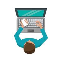 man with laptop vector