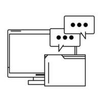 computer with documents folder vector