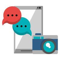 cellphone with camera and speech bubble vector