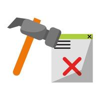 broken website with hammer icon vector