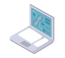 laptop with dna molecule vector