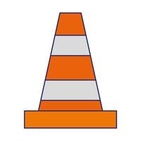 warning cone icon blue lines vector