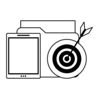 cellphone with documents and target vector