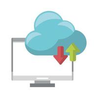 computer with cloud tranfer symbol vector