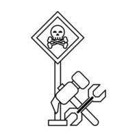 danger sign with tools vector