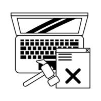 computer and broken web site and tools vector