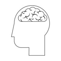 human head with brain in black and white vector