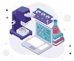 laboratory computer and microscope vector