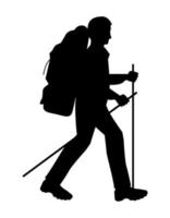 adventurer walking silhouette vector