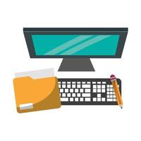 computer with penciland document vector