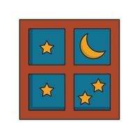 Night moon and stars through window vector