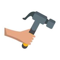 Hand with hammer construction tool vector