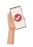 user holding smartphone vector