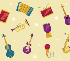 musical instruments pattern vector