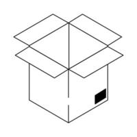 box icon cartoon in black and white vector