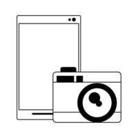 cellphone with camera in black and white vector