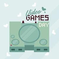 video games day postcard vector