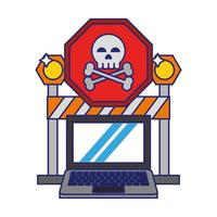 danger sign with computer blue lines vector