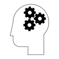 human head with gears in black and white vector