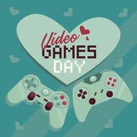 video games day card vector