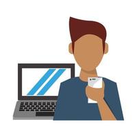 hombre con laptop vector