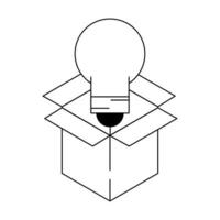 light bulb with box in black and white vector