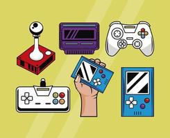 seis iconos de videojuegos vector