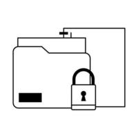 documents and padlock black and white vector