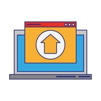 computer with upload sign vector