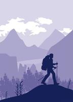 adventurer walking scene vector